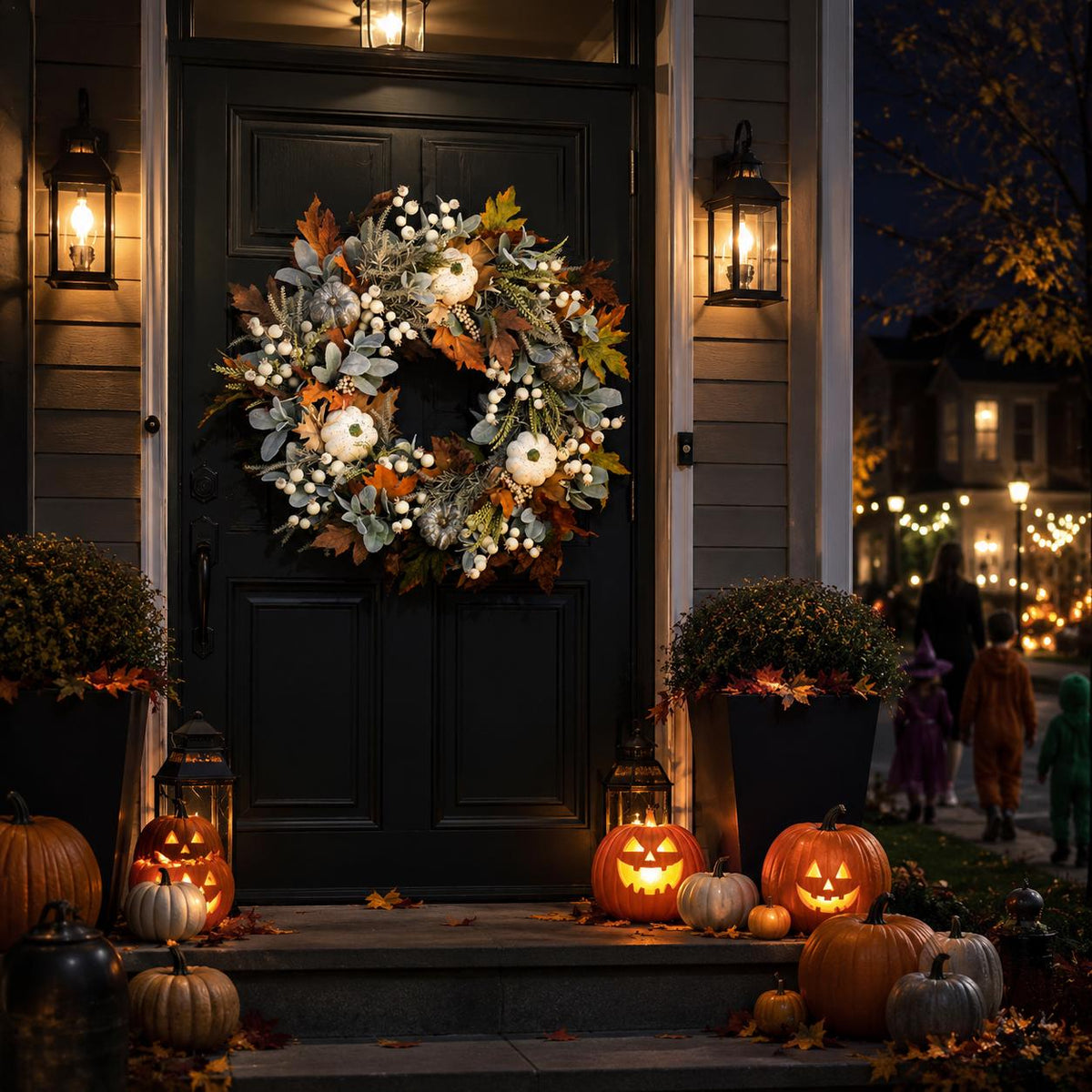 Fall Pumpkin Wreath, Thanksgiving Front Door Decor