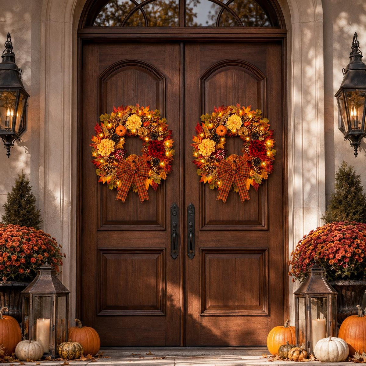 LED Fall Hydrangea Wreath