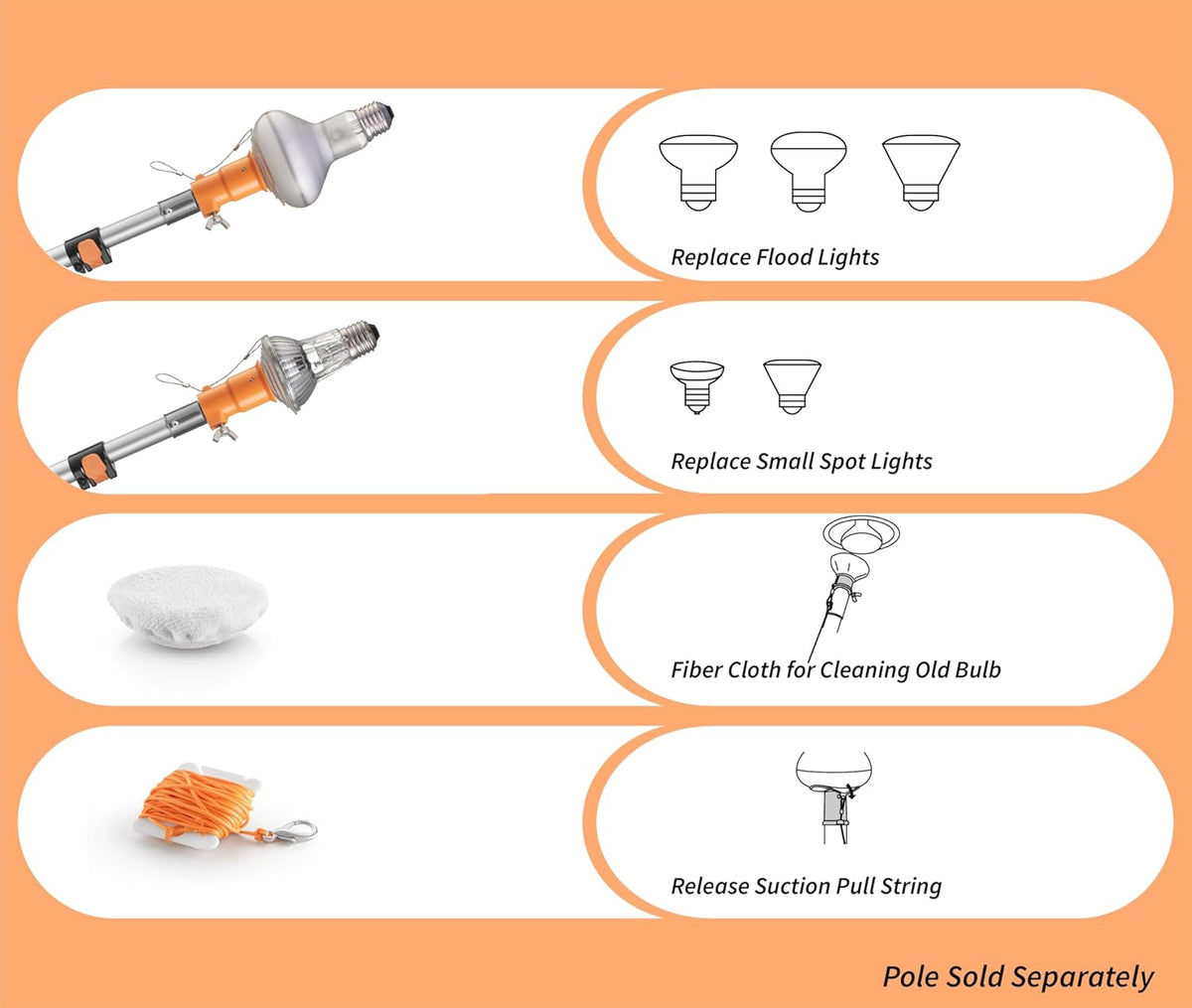 Extend-A-Reach Light Bulb Changer Suction Cups Attachment Kit