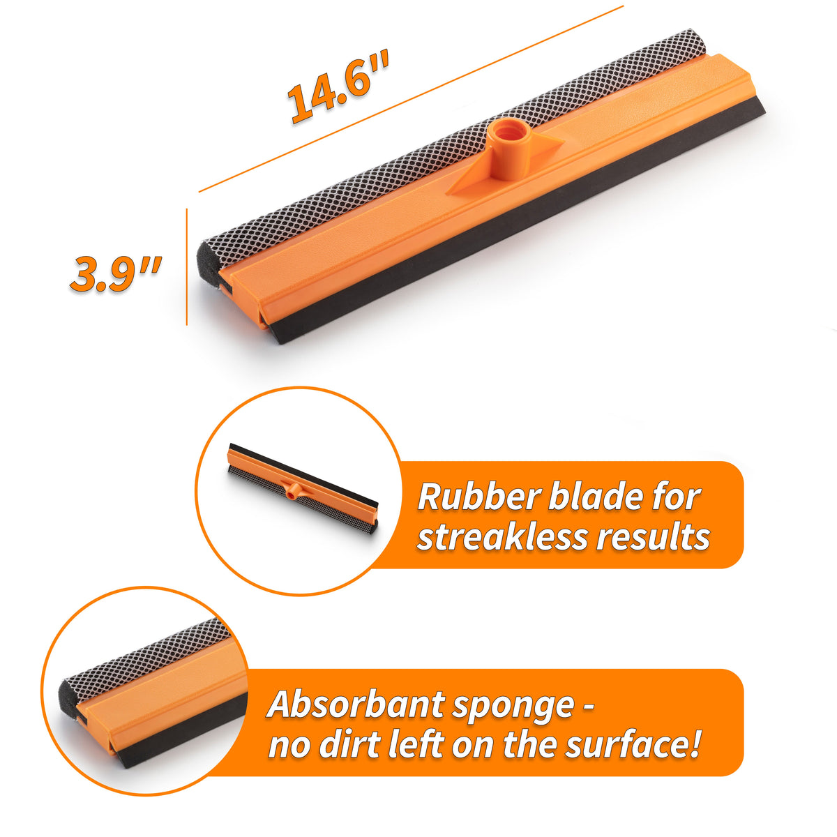 Extend-A-Reach Window Squeegee for Cars 15-Inch-Long Attachment (Pole Sold Separately)