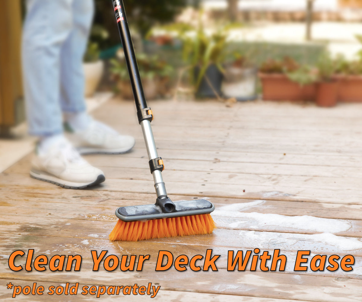 Extend-A-Reach Medium Bristle Deck Brush and Scrub Brush Attachment (Pole Sold Separately)