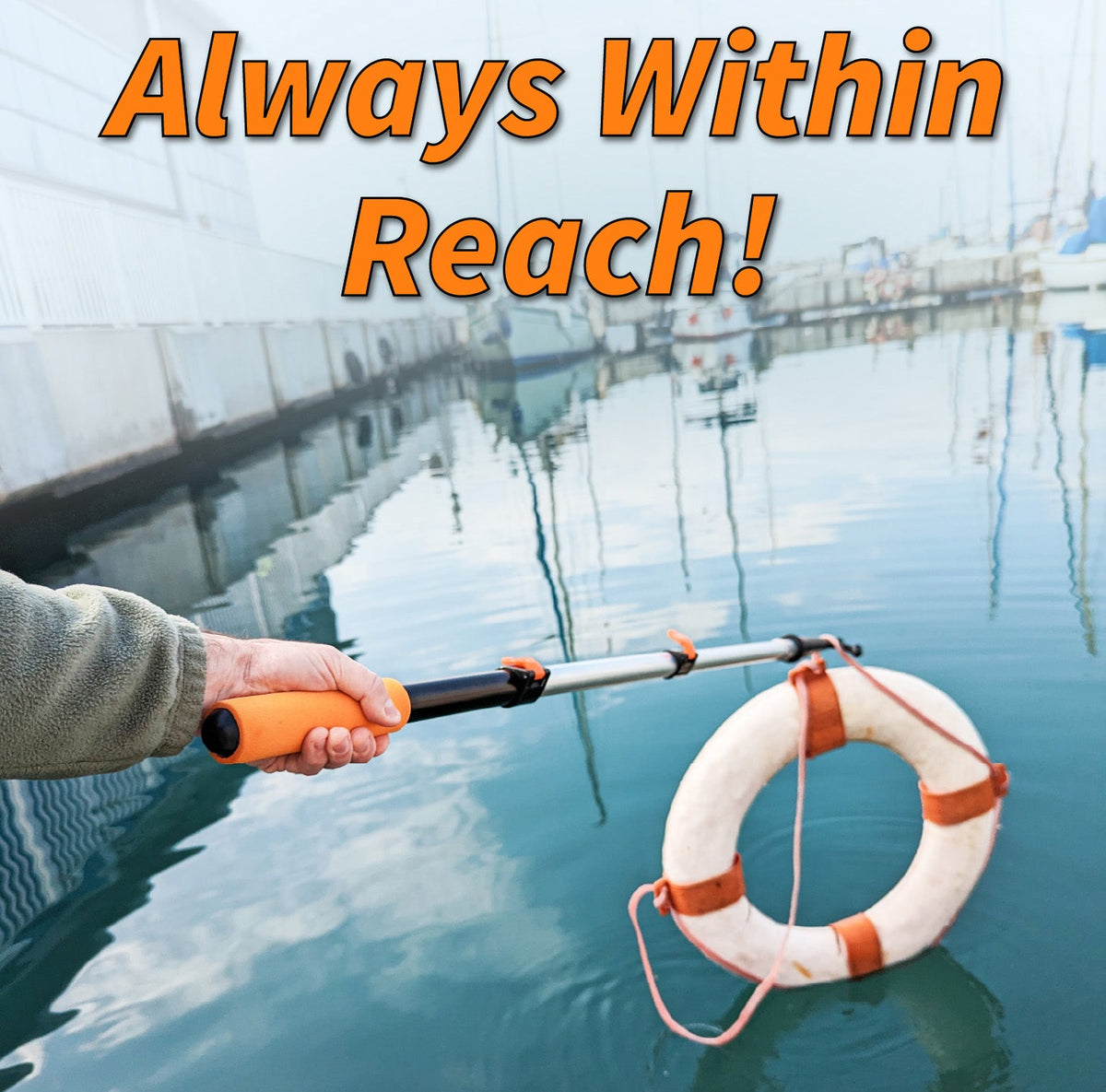 Extend-A-Reach Boat Hook for Docking with Telescoping Extension Pole