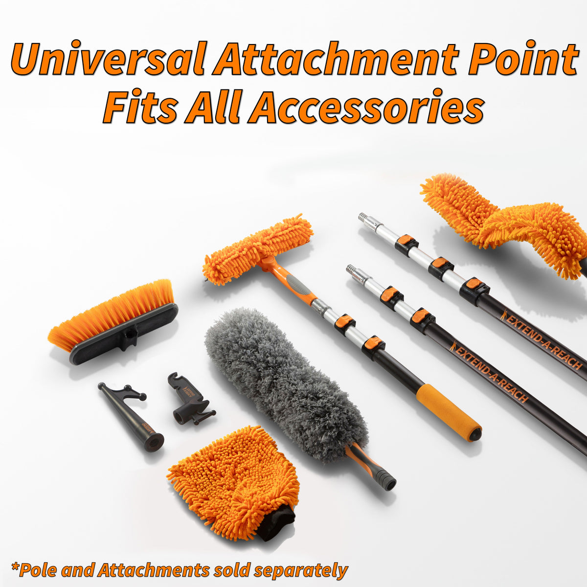 Extend-A-Reach 5-Sided Soft Bristle Car Wash Brush and Scrub Brush (Pole Sold Separately)