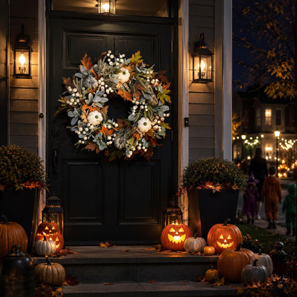 Fall Pumpkin Wreath, Thanksgiving Front Door Decor
