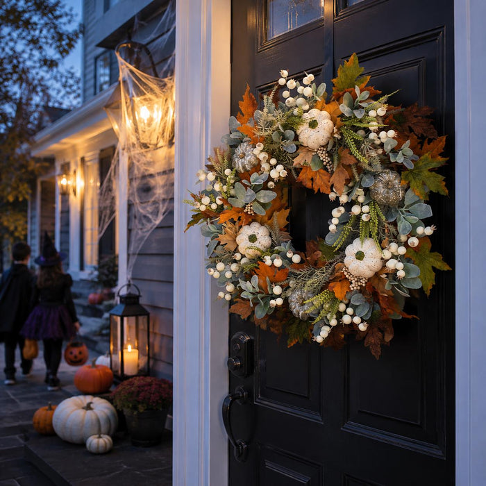 Fall Pumpkin Wreath, Thanksgiving Front Door Decor