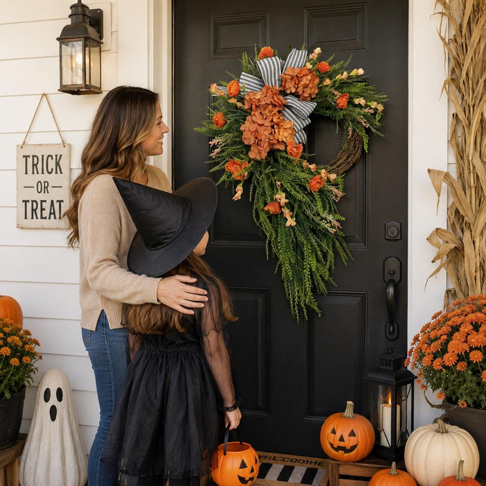 Year Round Hydrangea Wreath,Everyday Spring Summer Front Door Wreath