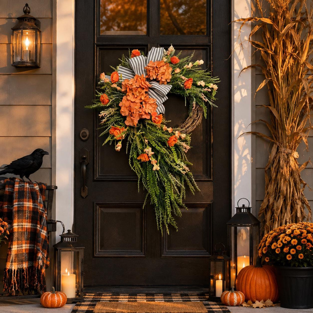 Year Round Hydrangea Wreath,Everyday Spring Summer Front Door Wreath