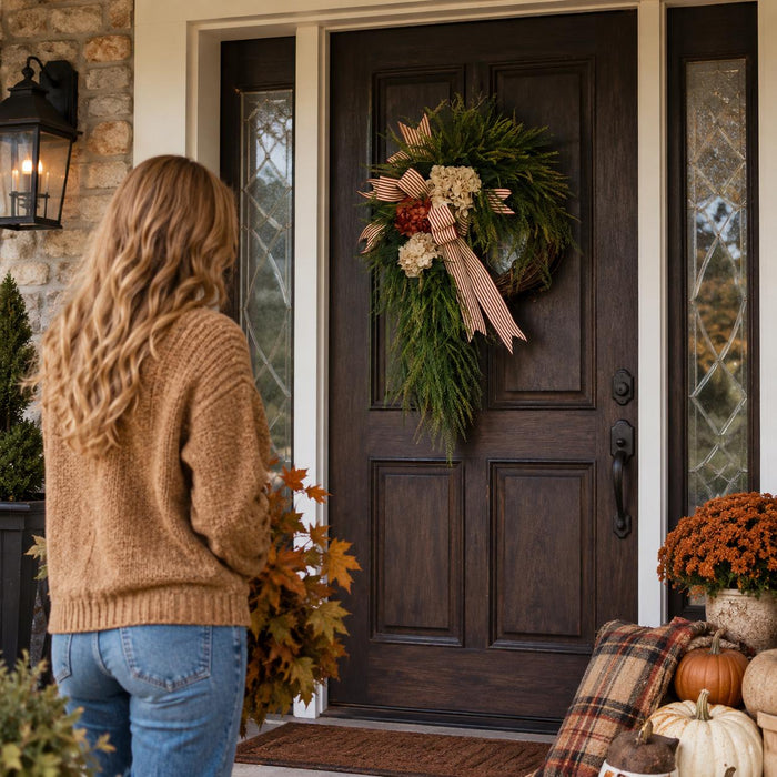 Fall Hydrangea Wreath, Autumn Front Door Wreath