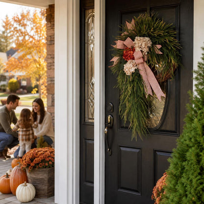 Fall Hydrangea Wreath, Autumn Front Door Wreath