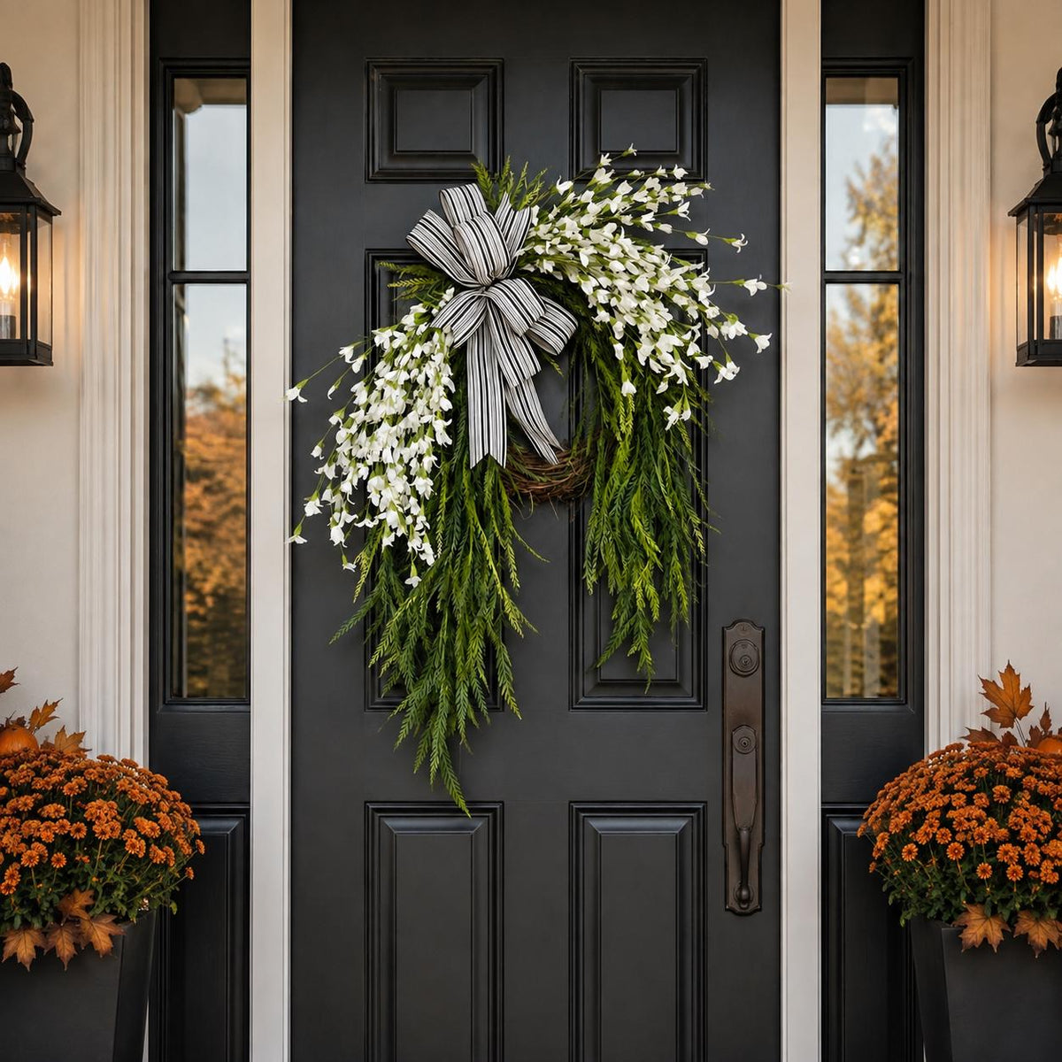 Autumn Front Door Wreath, Fall Hydrangea Wreath