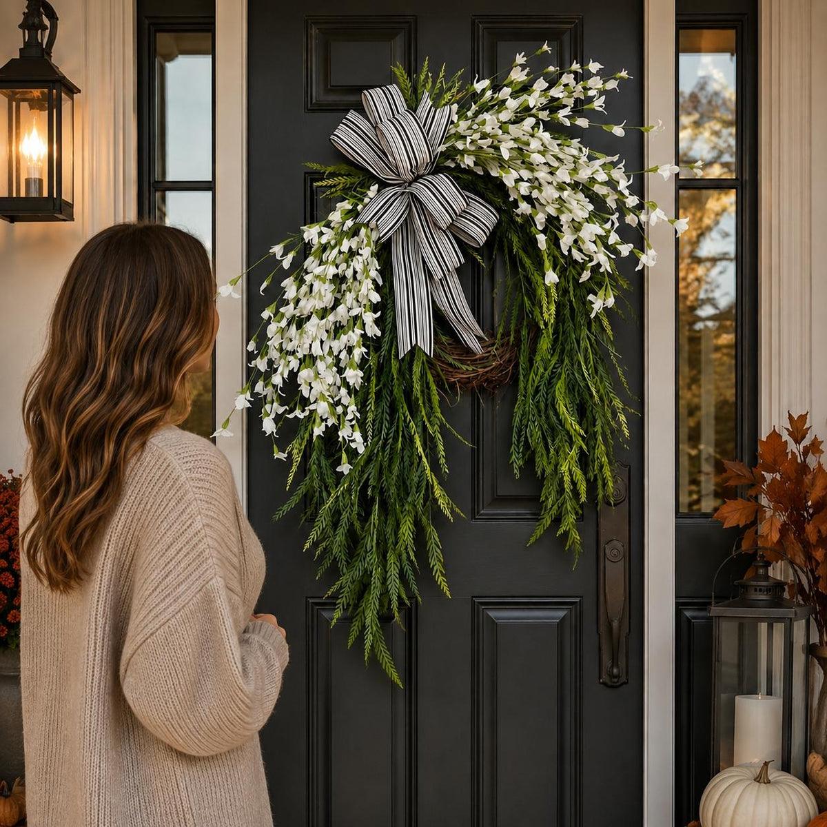Autumn Front Door Wreath, Fall Hydrangea Wreath