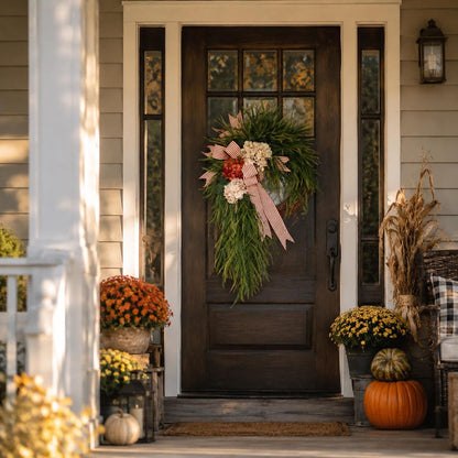 Fall Hydrangea Wreath, Autumn Front Door Wreath