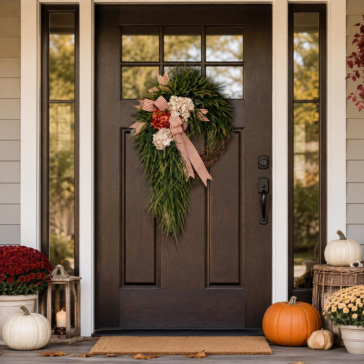 Fall Hydrangea Wreath, Autumn Front Door Wreath