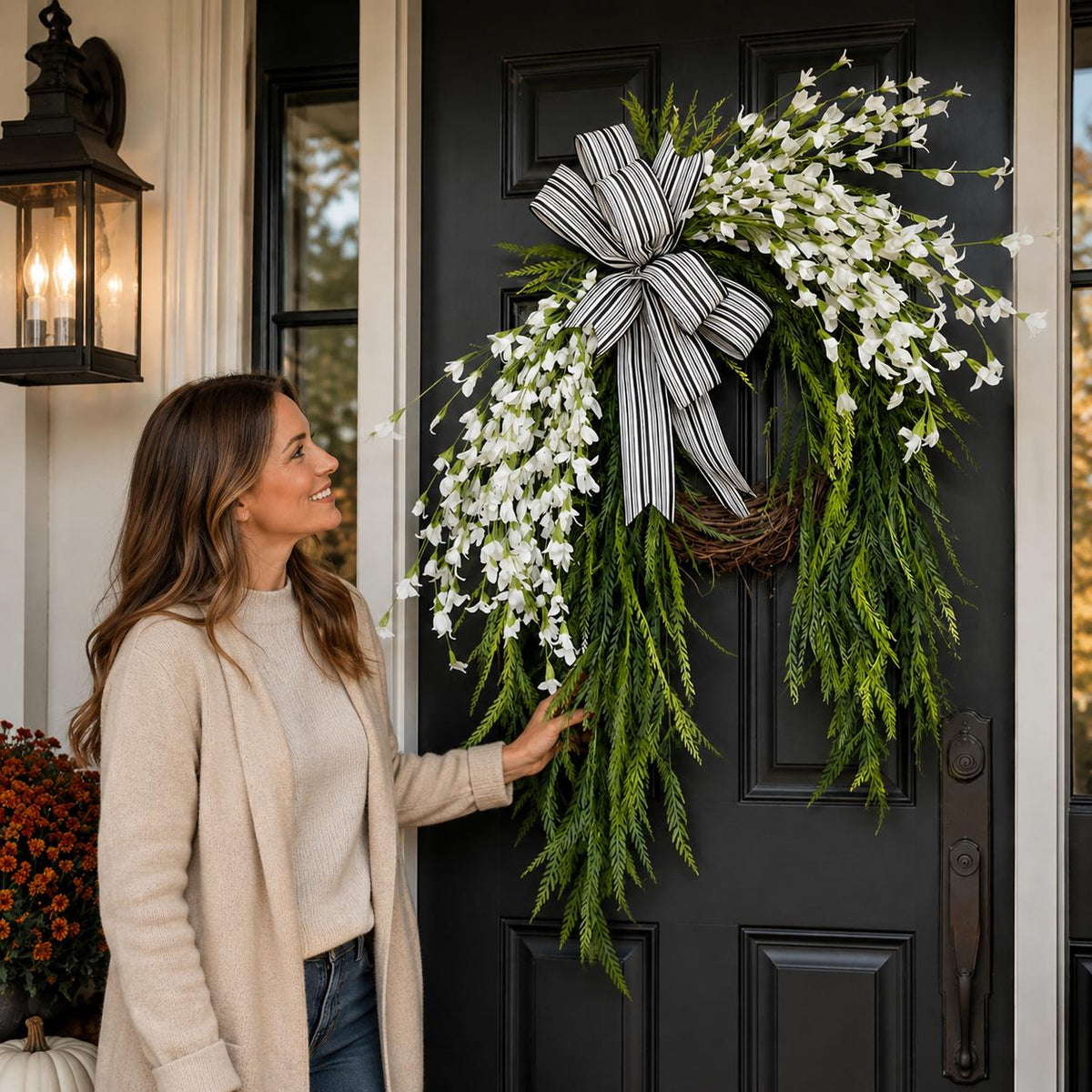 Autumn Front Door Wreath, Fall Hydrangea Wreath