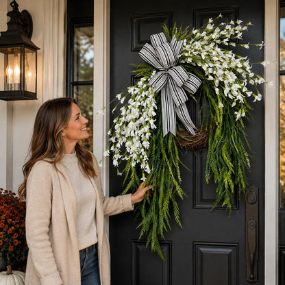 Autumn Front Door Wreath, Fall Hydrangea Wreath