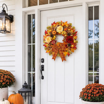 LED Fall Hydrangea Wreath