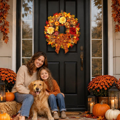 LED Fall Hydrangea Wreath