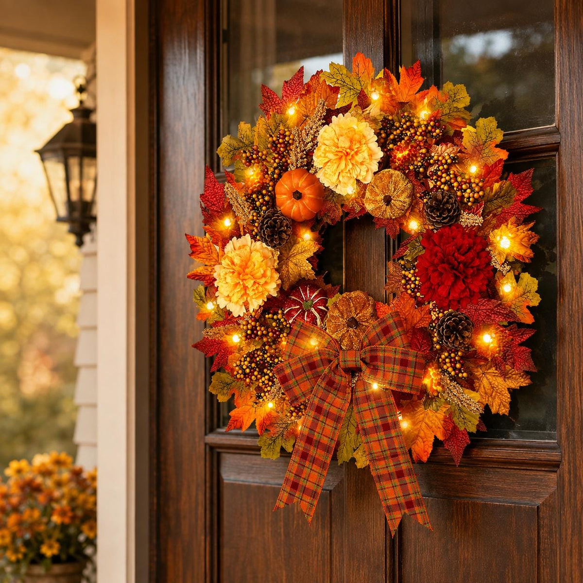 LED Fall Hydrangea Wreath