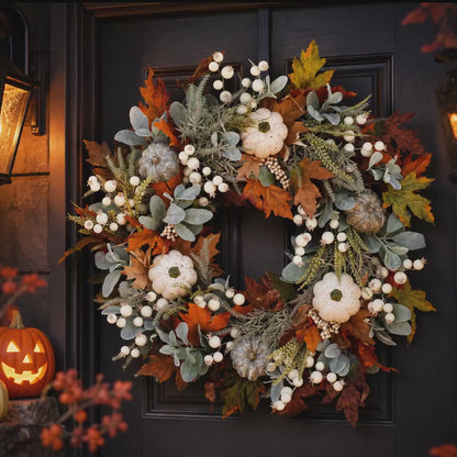 Fall Pumpkin Wreath, Thanksgiving Front Door Decor