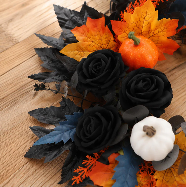 Halloween Black Cat Fall Wreath for Front Door