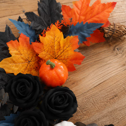 Halloween Black Cat Fall Wreath for Front Door