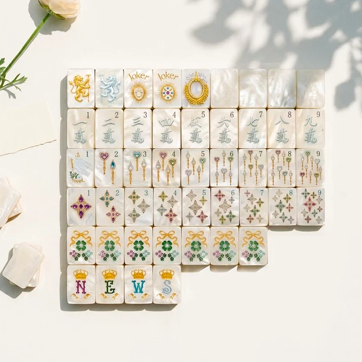 Mother-of-Pearl & Gold Mahjong — 160 Tiles