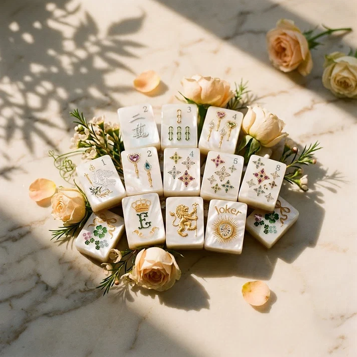 Mother-of-Pearl & Gold Mahjong — 160 Tiles