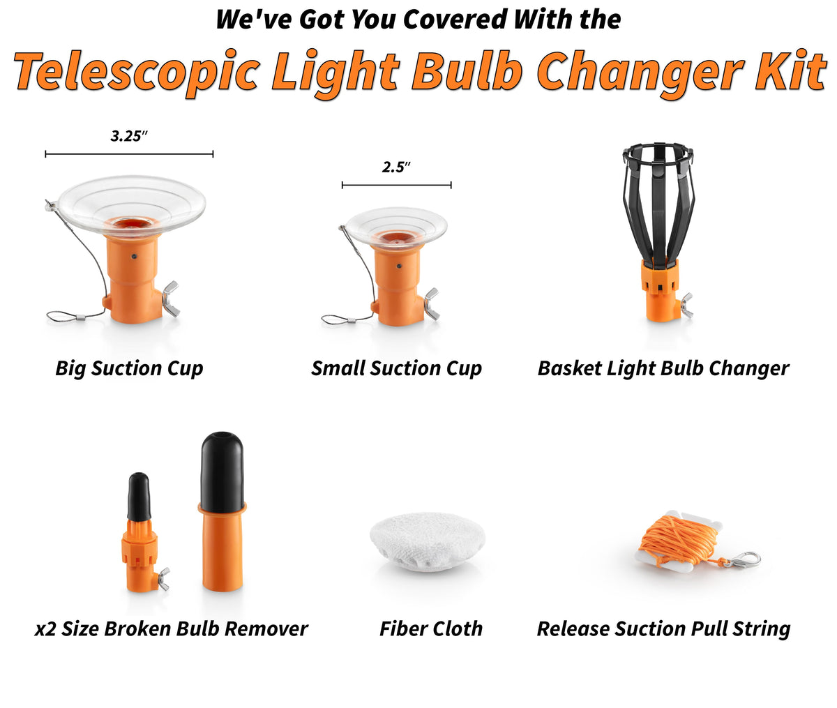 Extend-A-Reach Telescopic Light Bulb Changer for High Ceilings