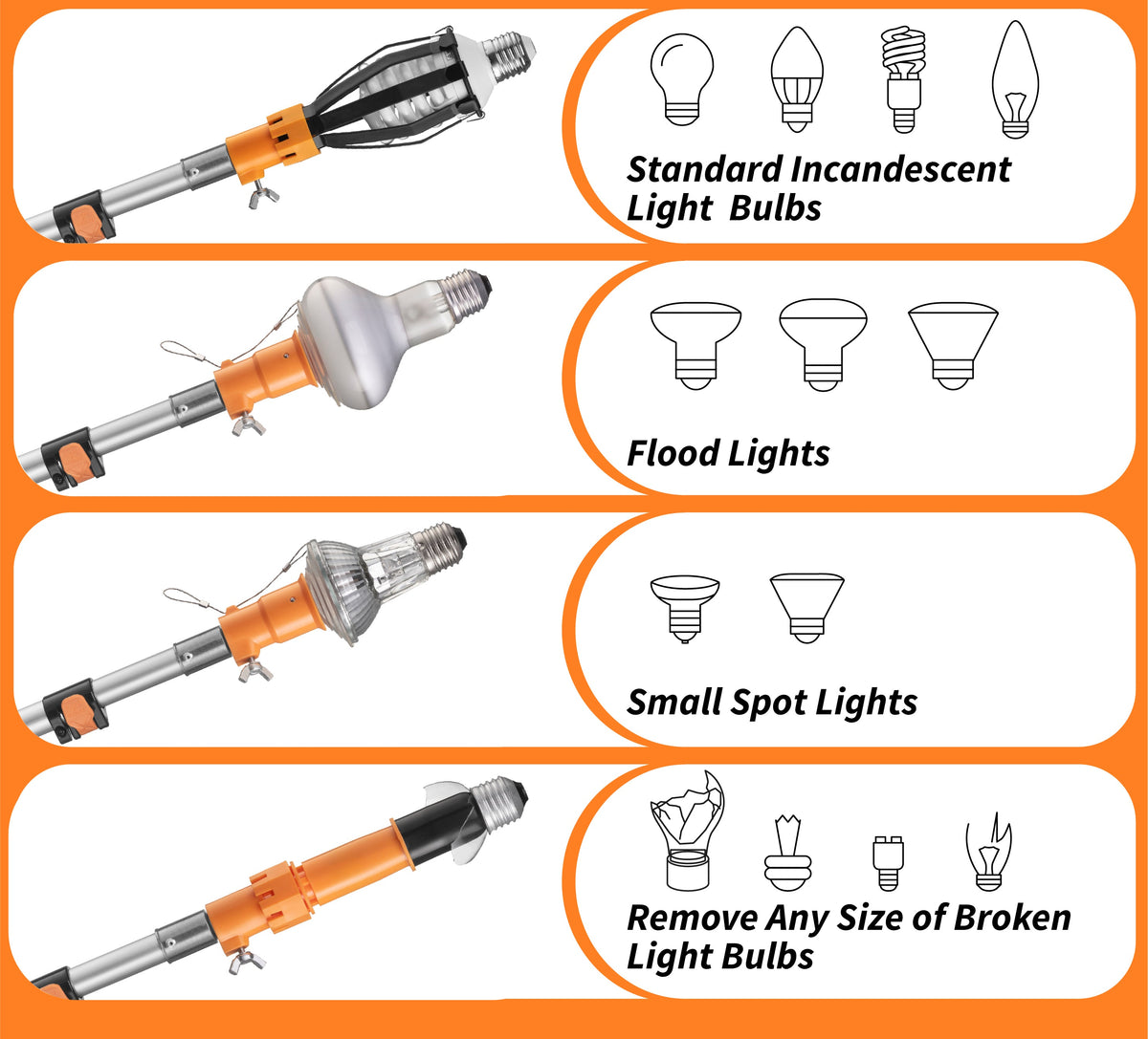 Extend-A-Reach Telescopic Light Bulb Changer for High Ceilings