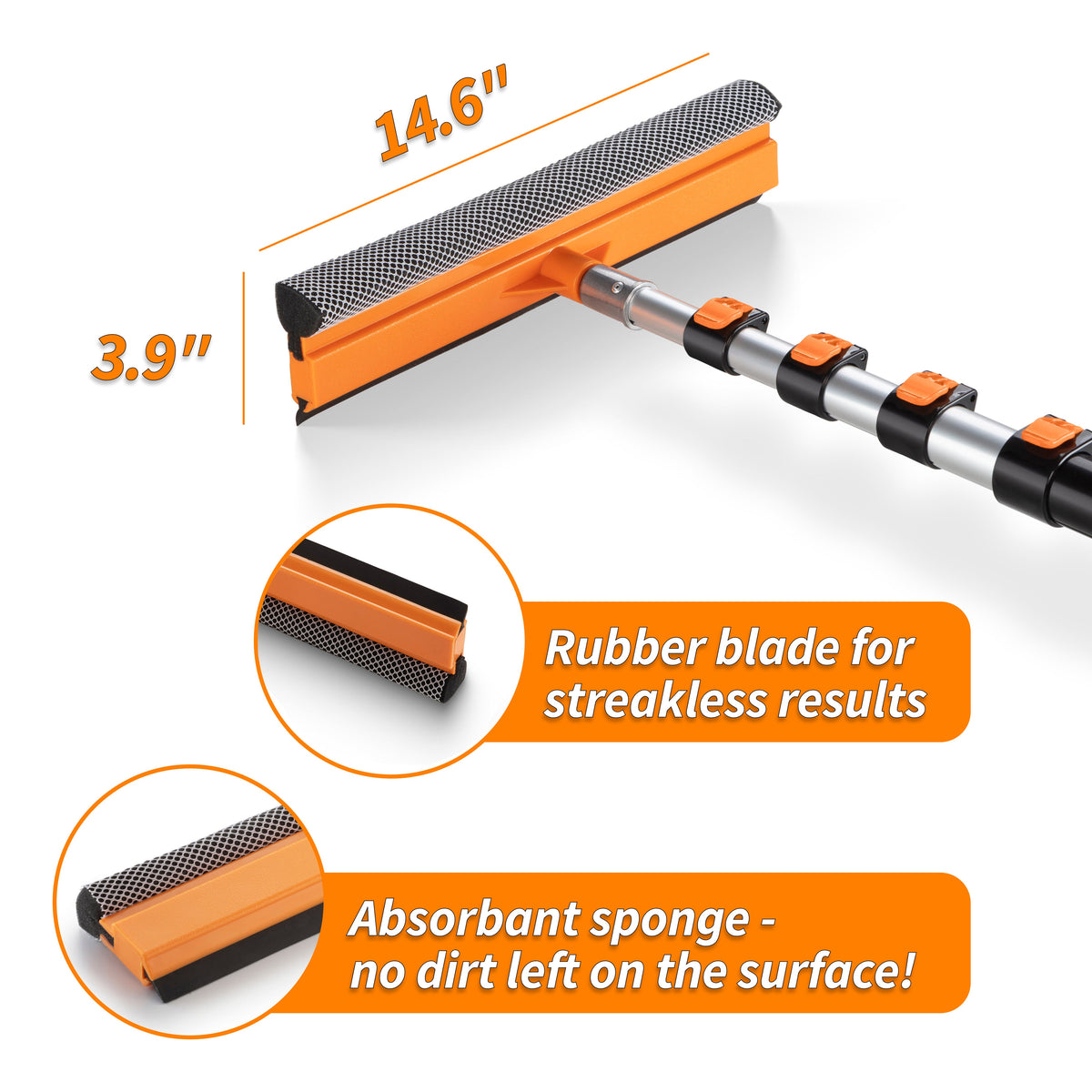 Extend-A-Reach Window Washer Squeegee Kit with Extension Pole