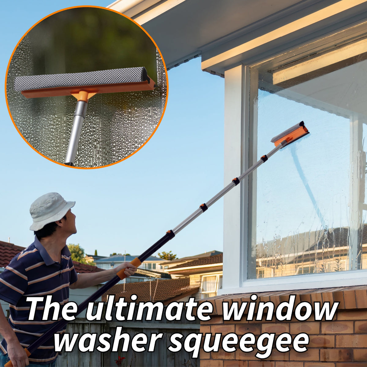 Extend-A-Reach Window Washer Squeegee Kit with Extension Pole
